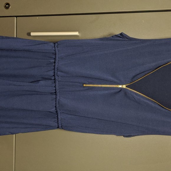 Blue Romper with Zipper Accent - Picture 2 of 3